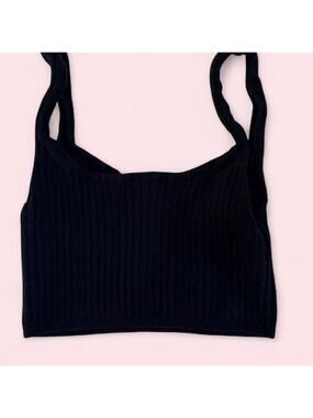 Aritzia Wilfred black ribbed knit cami tank Grunge minimalist indie basics